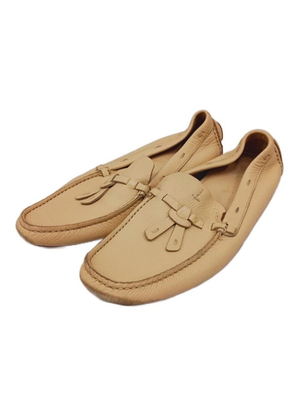 Prada Driving Shoes Ribbon Leather Beige